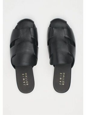 Jamie Haller Black Leather Fisherman Slide 38